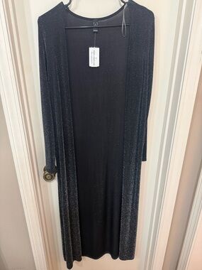 Windsor Black Sparkle Long Open-Front Tunic Cardigan
